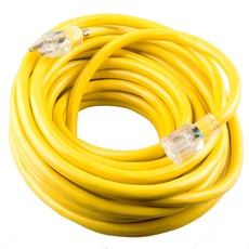 50 ft. Outdoor Extension Cords w/ Lighted Ends SJTW ETL Approval Yellow - 12/3 AWG A010101001