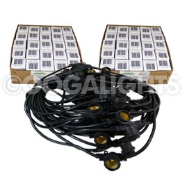Starter Kit - 100' Commercial Linear Light String Strand - Medium Base - Black - Festival Indoor/Outdoor Lighting