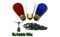 The Patriotic 100sc Starter Kit - 100' Commercial Linear Light Strand - Medium Suspended Base - Ceramic Bulbs - LSM-S-100-BLK-PATC