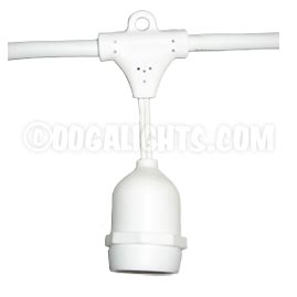 100' Commercial Linear Light String Strand - Medium Base Suspended - White - Festival Indoor/Outdoor Lighting