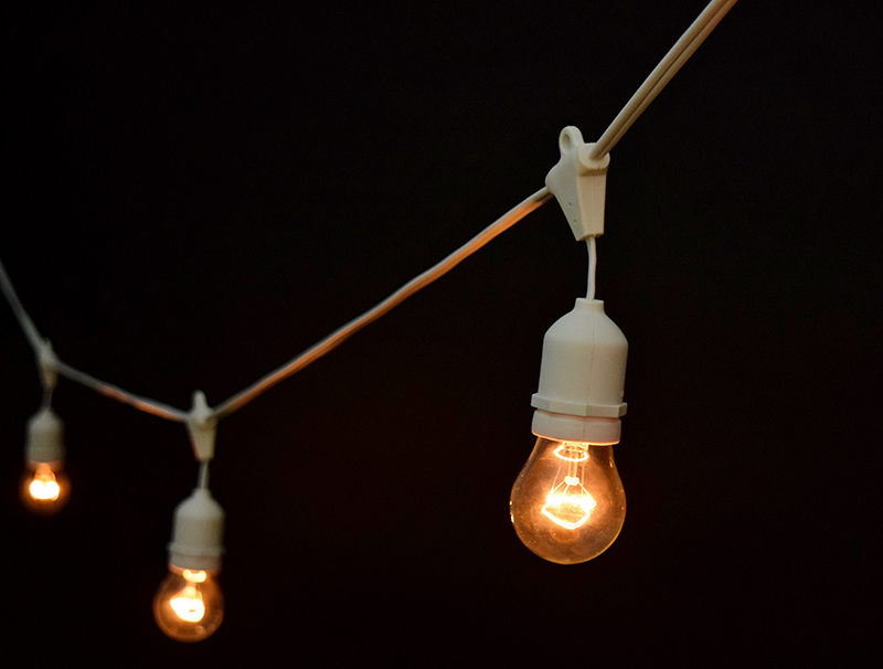 White Commercial Festival Light Strand Kit Clear Light Bulbs