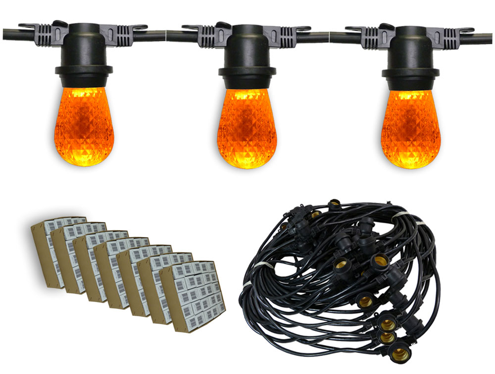 Heavy Duty Amber LED Outdoor String Lights - 330 Black