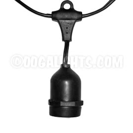 330' Commercial Linear Light String Strand - Medium Base Suspended - Black - Festival Indoor/Outdoor Lighting