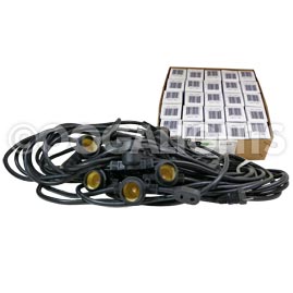 Starter Kit - 48' Commercial Linear Light String Strand - Medium Base - Black - Festival Indoor/Outdoor Lighting