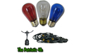 Commercial Grade Party String Lights - Red White Blue Ceramic Bulbs 48' - LSM-S-48-BLK-PAT
