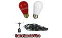 Santa Special Festive String Light Kit - 48 ft Suspended Red & White Ceramic - LSM-S-48-BLK-SSC