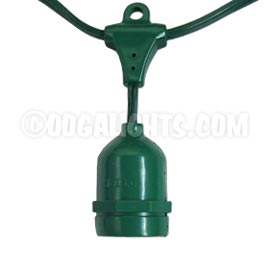 48' Commercial Linear Light String Strand - Medium Base Suspended - Green - Festival Indoor/Outdoor Lighting