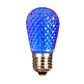LED S14 Light Bulb - Medium Base - Faceted Bulb - Blue - Festival Indoor/Outdoor Lighting
