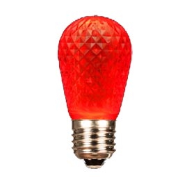LED S14 Light Bulb - Medium Base - Faceted Bulb - Red - Festival Indoor/Outdoor Lighting