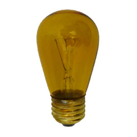 11 Watt S14 Medium Base Linear Commercial Light Stringer Bulb - 25 Pack - Amber - Festival Indoor/Outdoor Lighting