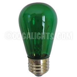 11 Watt S14 Medium Base Linear Commercial Light Stringer Bulb - 25 Pack - Green - Festival Indoor/Outdoor Lighting