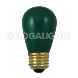 11 Watt S14 Medium Base Linear Commercial Light Stringer Bulb - 25 Pack - Ceramic Green - Festival Indoor/Outdoor Lighting