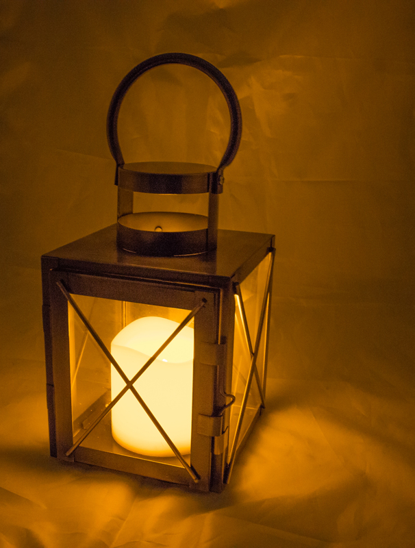 Copper Lantern w/ Flameless Candle Battery Operated