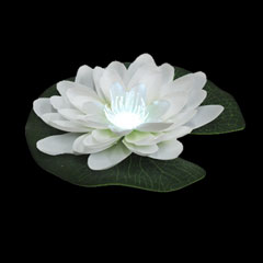 FOR-12515, Floating LilyLite, Decorative Lighting, Ponds, Pools, Center Pieces, Lillies, White, LED, Float, Floating, Lily, Lilly, Lite, Light, White Flower, Red Glow, Water