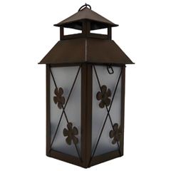 Solar Rustic Metal Square Lantern - Flower - GC1743080F
