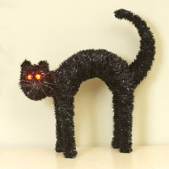 19 Inch 3D LED Black Cat With Light Up Eyes