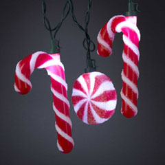 Peppermint &amp; Candy Cane Light Set With Sugar Finish