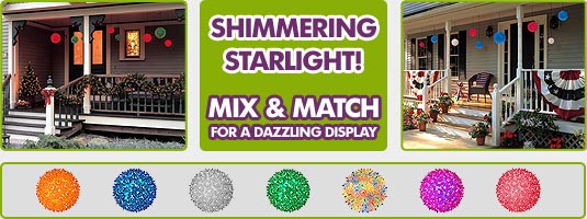 Party String Light Spheres, Hanging Starlight Spheres & Twinkle Sphere Light Globes - Decorative Lighting & Party Lights