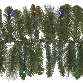 LED 9' Pre-Lit Christmas Garland - 50 Multi-Color Bullet Lights - Artificial Christmas Garlands Decorations