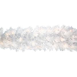 White Devon Artificial Spruce 9' Pre-Lit Christmas Garland - 100 Clear Bulbs - Artificial Christmas Garlands Decorations