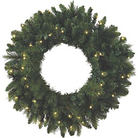 30" Battery Operated Pre-Lit Artificial Christmas Wreath - Animated - 35 Warm White LED Lights - Artificial Christmas Wreaths Decorations