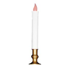 Battery Operated LED Flickering Window Candle w/ Brass Base - Christmas Lights &amp; Decorations