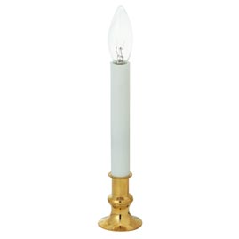 Decorative Flameless Window Candle w/ Sensor &amp; Brass Finish Base - Clear Bulb- Christmas Candles &amp; Decorations