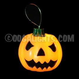 Hanging Orange Wax Halloween Pumpkin Flickering LED Light - Battery Operated Candles