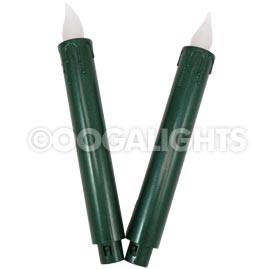 2 Pack Battery Operated LED Flickering Flame Tapered Window Candle - 7.5" High - Green w/ Yellow Flame - Christmas Lights &amp; Decorations