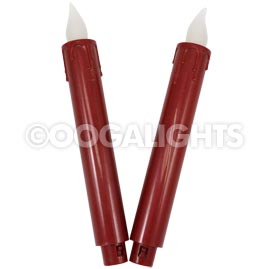 2 Pack Battery Operated LED Flickering Flame Tapered Window Candle - 7.5" High - Red w/ Yellow Flame - Christmas Lights &amp; Decorations
