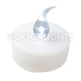 LED Flickering Flame Tea Light Candle - White w/ White Flame - Battery Operated LED Candles