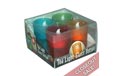 LED Flickering Flame Tea Lights w/ Glass Votive Holder - Multi-Color - 4 Pack - TLV4