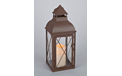 Rustic Brown Flameless Candle Lantern 6.75" x 17' - With Timer - GC37820                                           