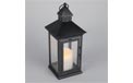 LED Metal &amp; Resin Battery Operated Flameless Candle Lantern w/ Timer - Indoor/Outdoor - Black Square Lantern