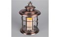 LED Metal &amp; Resin Battery Operated Flameless Candle Lantern w/ Timer - Indoor/Outdoor - Copper Round Lantern