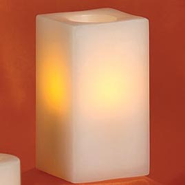 6" Square Pillar Battery Operated Flameless Candle - Champagne - Battery Operated Flicker Candles
