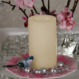 8" Round Pillar Battery Operated Flameless Candle w/ Timer - Champagne - Battery Operated Flicker Candles