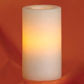 6" Round Pillar Battery Operated Flameless Candle - White - Battery Operated Flicker Candles