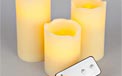 LED Remote Controlled Battery Operated Flickering Flame Round Pillar Candle Set - Real Wax - 3 Pack - Ivory Candle - GC30468