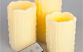 LED Remote Controlled Battery Operated Flickering Flame Round Pillar Candle Set - Real Wax w/ Drip - 3 Pack - Ivory Candle - GC35919
