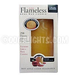 4" LED Round Autumn Yellow Scented Flameless Pillar Candle - Hot Apple Cider Fragrance - Battery Operated Candles