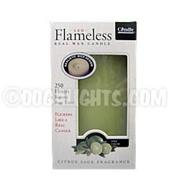 4" LED Round Sage Green Scented Flameless Pillar Candle - Citrus Sage Fragrance - Battery Operated Candles
