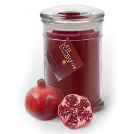 Battery Operated Flameless Scented LED Candle - 22oz. Glass Jar - Pomegranate - Aromatic Battery Operated Candles