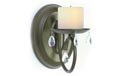 Cognac Single Metal Wall Sconce w/ Crystal Teardrops Battery Operated Flameless Candle Holder - 30150-C