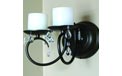 Black Double Metal Wall Sconce w/ Crystal Teardrops Battery Operated Flameless Candle Holder - 30250-BK