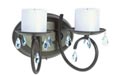Cognac Double Metal Wall Sconce w/ Crystal Teardrops Battery Operated Flameless Candle Holder - 30250-C