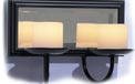 Black Mirror Double Metal Wall Sconce Battery Operated Flameless Candle Holder - 30260-BK
