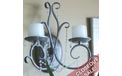 Antique Pewter Double Wall Sconce w/ Crystal Teardrops & Chains Battery Operated Flameless Candle Holder - 30500-AP