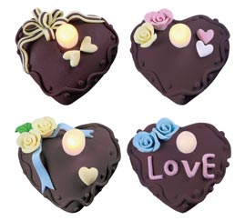 Hearts Battery Operated LED Tea Light Flickering Flameless Candle Set - 4 Pack - Battery Operated LED Candles