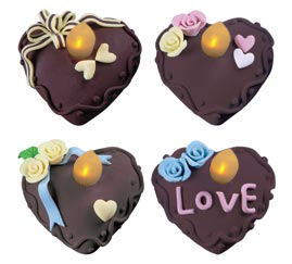 Hearts Battery Operated LED Tea Light Flickering Flameless Candle Set - 4 Pack - Battery Operated LED Candles